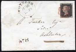 1840 June 16th Cover From Totness To Ashburton, Franked Pl.4 CD, Three Margins Cut Into At Base, Tied Fine Red MC. - Other & Unclassified