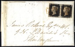 1841 Jan 30th Entire Letter From Strontian To Edinburgh, Franked Pl.4 Horizontal Pair EA-EB With Clear To Good Margins,  - Other & Unclassified