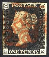 Plate 4 KE, Fine Four Margins, Red MC. Attractive. - Other & Unclassified
