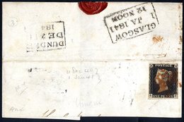 Plate 4 SC, Clear To Huge Margins, Tied In Red To A Part Cover Bearing D/stamps Of Dundee Dec 31st 1840 & Glasgow Jan 1s - Autres & Non Classés