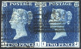 Plate 1 II-IJ Horizontal Pair, Clear To Good Margins, Cancelled By 1844 Type Scottish Cancel. - Autres & Non Classés