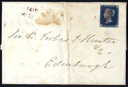 1841 Cover From Glasgow To Edinburgh, Franked Pl.1 MG, Good To Large Margins, Cancelled In Red, Reverse Bears Glasgow De - Other & Unclassified