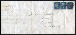 1841 Aug 20th Long Cover From Liverpool To Billinge, Nr. St. Helens, Franked 1840 2d Blue Pl.2 MA-MC Strip Of Three, Clo - Other & Unclassified