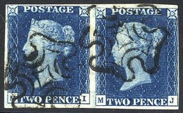 Plate 2 MI/MJ Horizontal Pair, Clear To Large Margins, Fine Black MC's. (2) - Autres & Non Classés