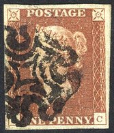 1841 1d Red-brown AC, Four Large Margins, Cancelled By The Distinctive 'LEEDS' Special Maltese Cross. (1) Cat. £600. - Other & Unclassified