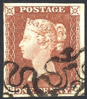 1841 1d Red-brown Cancelled In The Lower Half By Two Strikes Of The No. 2 In Maltese Cross, Leaving The Queen With A Cle - Autres & Non Classés