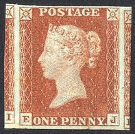 1841 1d Red-brown EJ, Large Margined Example With Portions Of Adjoining Stamps At Left & Right Side, Full O.g, With Mino - Sonstige & Ohne Zuordnung