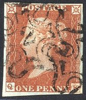 1841 1d Red-brown, Four Margined Example Cancelled By Two Strikes Of The No. 2 In Maltese Cross. (1) Cat. £180 - Other & Unclassified