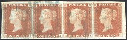 1841 1d Red-brown, Large Margined Horizontal Strip Of Four HI-HL, Shows Portion Of Adjoining Stamp At Left & Trace Of Ma - Sonstige & Ohne Zuordnung