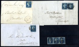 1841 2d Pair On A Cover To Wellington, Somerset, Strip Of Three QE/QG Clear Margins All Round, Cover & Piece Each With C - Autres & Non Classés