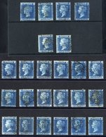 1858-76 2d Blue Pl.9, A Row (12 Letterings) & G Row (12 Letterings) All VFU With Irish Diamond Cancels, SG.45, Cat. £360 - Other & Unclassified