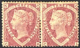 1870 1½d Rose Red Pl.3 CK/CL Horizontal Pair, M Large Part O.g, SG.52. (2) Cat. £1000+ - Autres & Non Classés