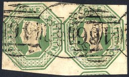 1847-54 1s Pale Green Horizontal Pair With Liverpool Spoon Cancels, SG.54. - Autres & Non Classés