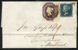 1854 Entire Letter To Montreal, Canada Franked 2d Stars (trimmed At Base) & 6d Embossed Cut Into Right Side With '186' D - Other & Unclassified