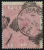 1867-83 Wmk Anchor 5s Rose Plate 4 EE, Fine U With Lombard St 1883 Squared Circle D/stamp, Centred Low, SG.134. (1) - Autres & Non Classés