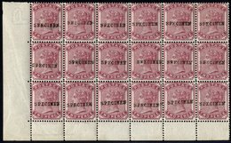 1880-81 2d Deep Rose, Superb Corner Block Of Eighteen, Each Optd SPECIMEN' Type 9, There Is A Light Horizontal Gum Creas - Other & Unclassified