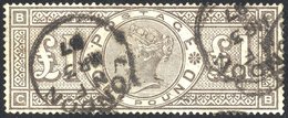 1884 Wmk Crowns £1 Brown Lilac, FU With London C.d.s's For March 3rd 1887, Vertical Crease, SG.185. (1) - Other & Unclassified