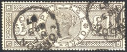 1884 Wmk Crowns £1 Brown Lilac, FU With London C.d.s's For March 3rd 1887, Vertical Crease, SG.185. (1) - Autres & Non Classés