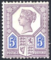 1887 Jubilee 5d Dull Purple & Blue Die I M Example, Some Short Perfs, Gum Wrinkles, SG.207. (1) - Sonstige & Ohne Zuordnung