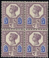 1887 Jubilee 5d Dull Purple & Blue (Die II) UM Block Of Four, Minor Gum Wrinkles, SG.207a. (4) - Other & Unclassified