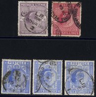 1902-11 High Values 2/6d, 5s, 10s (3), All Good To FU, Minor Faults, 5s Corner Perf, 10s Short Perfs Etc. - Autres & Non Classés