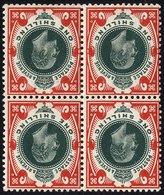 1911-13 1s Deep Green & Scarlet Wmk Inverted, Very Fine M (lower Two Stamps UM) Block Of Four. Scarce Multiple. SG.313wi - Autres & Non Classés
