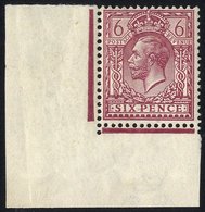 1920 6d Reddish Purple Perf 14 Lower Left Corner Marginal UM Example, SG.385a, Cat. £150 - Autres & Non Classés