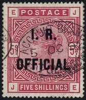 I.R OFFICIAL 1890 5s Rose, VFU With Account Branch 5th Oct 1892 Oval Glasgow D/stamp, Vertical Crease, SG.O9. (1) Cat. £ - Other & Unclassified