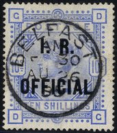 I.R OFFICIAL 1890 10s Ultramarine, VFU Example With An Upright Strike Of The Belfast C.d.s. For Aug 26th 1895, SG.O10. C - Other & Unclassified