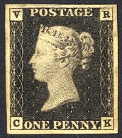 VR OFFICIAL 1840 1d Black DE, Fine Looking Part O.g. Example With Four Large Even Margins, SG.VI. Most Attractive Exampl - Andere & Zonder Classificatie