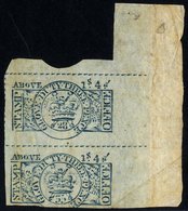 GLOVE DUTY 1785 3d Blue-green 'above 1/4' Marginal Vertical Pair (28/35), Some Creasing, Decent Appearance, Rarely Offer - Autres & Non Classés