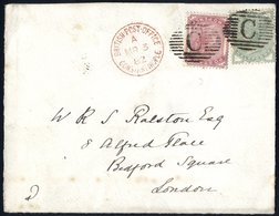 BRITISH LEVANT - Constantinople 1862 Cover To London Franked ½d + 2d (SG.165 & 168) Tied Barred Oval 'C' & Alongside, B. - Autres & Non Classés
