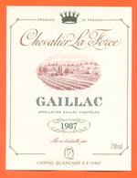 étiquette Vin De Gaillac Chevalier La Force 1987 Cheval Quancard à 33440 - 75 Cl - Gaillac