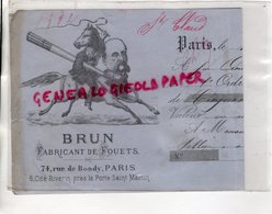 75- PARIS- RARE MANDAT TRAITE BRUN FABRICANT DE FOUETS-FOUET- 74 RUE DE BONDY-1883 - 1800 – 1899