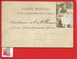 GENEALOGIE Madame ALLEAUME  Et Bébé  Faire Part Naissance Et Décès Bébé  1903 1904 ?? Couple Berceau Dos Photo - Généalogie