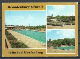 Deutschland DDR Ansichtskarte Brandenburg Volksbad Marienberg 1990 Gesendet, Mit Briefmarke - Brandenburg