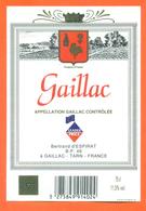 étiquette Vin De Bordeaux Gaillac Bernard D'espirat à Gaillac - 75 Cl - Gaillac