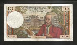 FRANCE - BANQUE De FRANCE - 10 Francs VOLTAIRE ( L. 8 / 5 / 1970 ) Serie: K. 588 - 10 F 1963-1973 ''Voltaire''