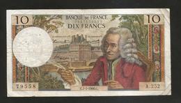 FRANCE - BANQUE De FRANCE - 10 Francs VOLTAIRE ( C. 7 / 7 / 1966 ) Serie: A. 252 - 10 F 1963-1973 ''Voltaire''