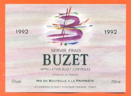 étiquette Vin De Buzet Cuvée 1992 Les Vignerons à Buzet Sur Baise - 75 Cl - Flores