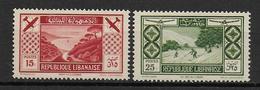 GRAND LIBAN - 1936 - POSTE AERIENNE - RARES YVERT N° 55/56 * MLH CHARNIERE LEGERE - COTE = 200 EUR. - Neufs