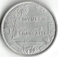 1 Pièce De Monnaie 5  Francs 1975 - French Polynesia