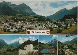 Schwanden - Blick Ab Tannenberg Auf Schwanden, Schwimmbad, Pulverturm, Schwanden Gegen Süden - Schwanden