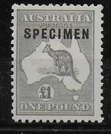 AUSTRALIE - YT N° 45 * MLH SURCHARGE "SPECIMEN" FILIGRANE A - CHARNIERE TRES LEGERE - COTE = 650EUR. - Mint Stamps