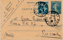 Carte-Lettre Semeuse 25c Paris Pour Rome - Cartes-lettres