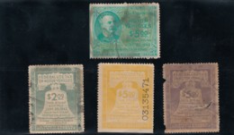 Sc#RV1 #RV18 #RV30 #RV43 1942-1946 Issue Motor Vehicle Use Revenue Lot Of 4 Unused Stamps - Revenues