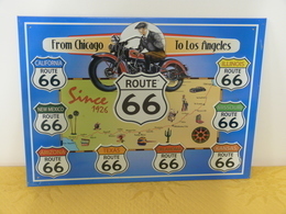 Plaque Métal "ROUTE 66" From Chicago To Los Angeles - Plaques En Tôle (après 1960)