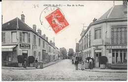 78 - ABLIS - Rue De La Poste Avec Animation - Hôtel Du Croissant - Hôtel De La Croix Blanche - Circulé 1908 - - Ablis