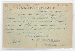Marcophilie - Cachet Poste Restante A Arcachon 1920 Gironde 33 - De Limoges - 1877-1920: Semi-moderne Periode