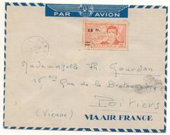 Lettre Par Avion Pour Poitiers De 1944 Avec 90c Surch 15F René Caillet Très Bon - Cartas & Documentos